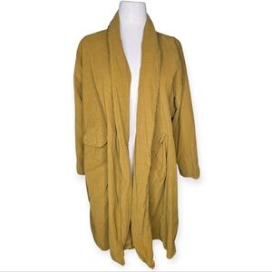 SAGA Made in Italy Mustard Corduroy Open Front Cotton Oversized Cardigan